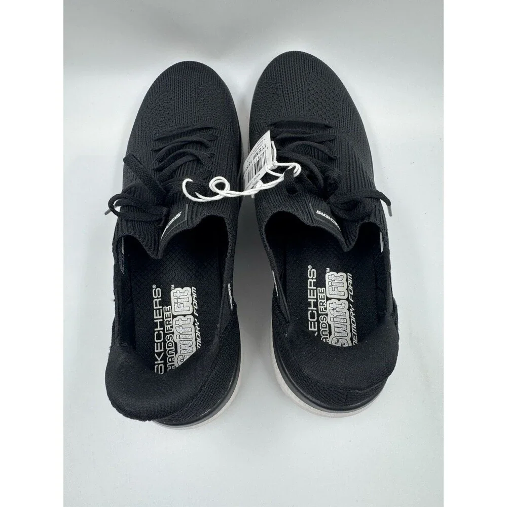 New Skechers Women Black Virtue Swift Fit Sneaker Hands Free Memory Foam 10